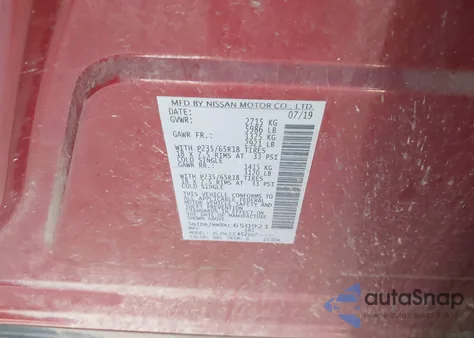 2019 Nissan Pathfinder Sv from USA, damaged, VIN 5N1DR2MM8KC650921